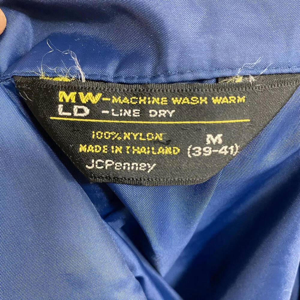 VTG JC Penny Windbreaker Jacket Men’s Size M Blue Nylon Snap Pockets - Picture 7 of 9